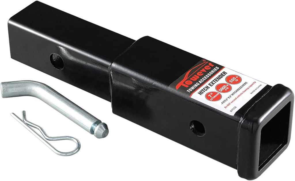 84332P Trailer Hitch Extenders 2 inch Hitch Receiver Tube, 7 inches Extension, with 5/8 inch Hitch Pin