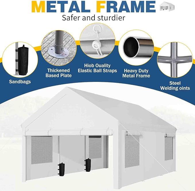 JAMFLY 12x20 ft Heavy Duty Carport - Image 2