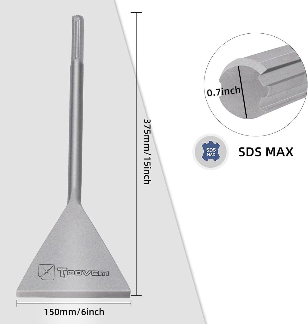 toovem 6 inch wide sds max chisel for shown in use