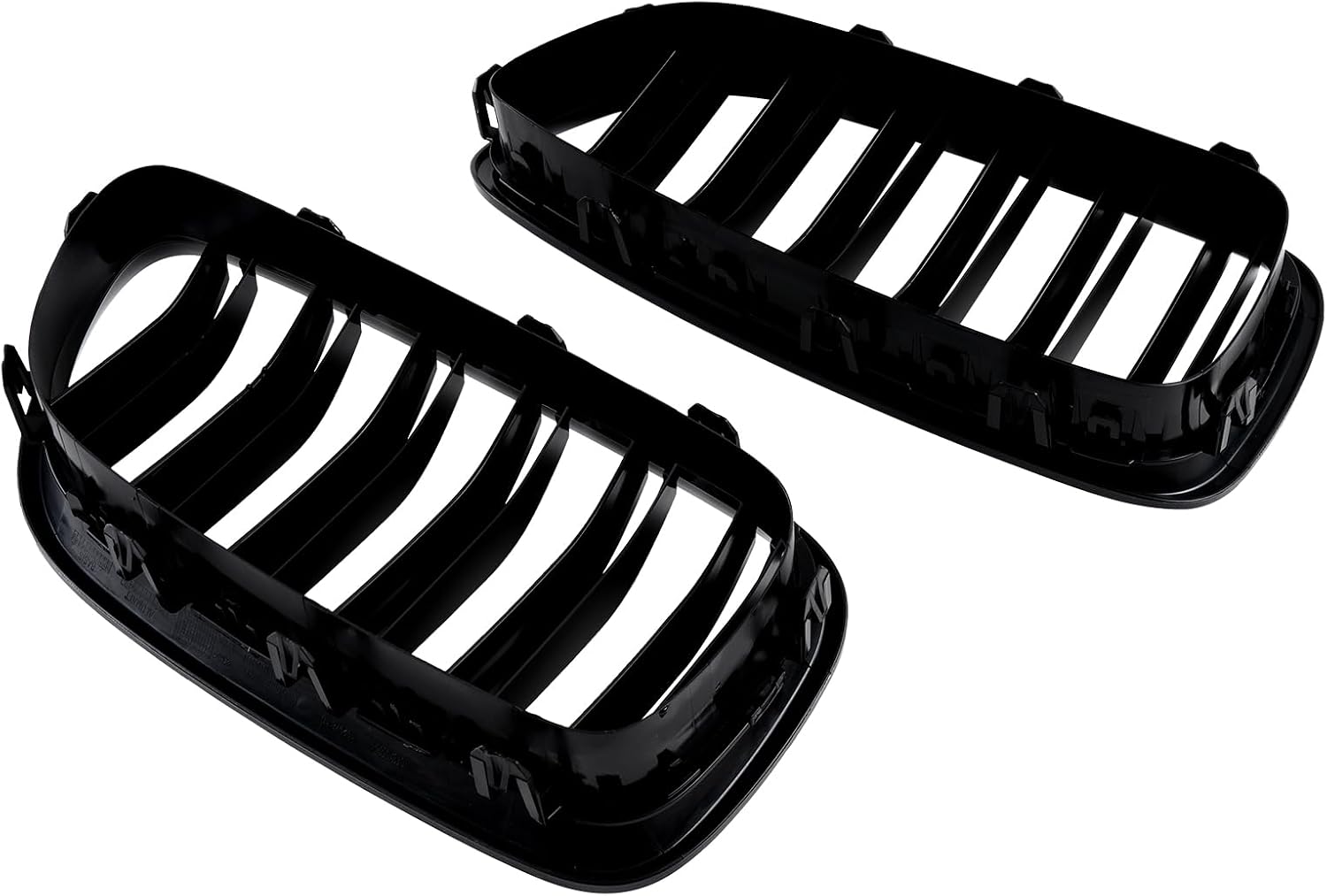 F10 Grille Front Kidney Grill Compatible with BMW 5 series F10 F11 M5 2010-2017 Double Slats ABS Gloss Black Grills 2Pcs (For F10 2010-2017 Double Slats)
