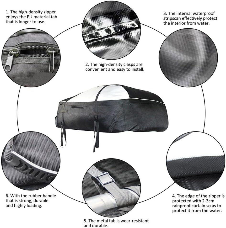 Waterproof Car Cargo Roof Bag Rooftop Luggage Black Storage Travel Pocket 273L for SUV Van Cars