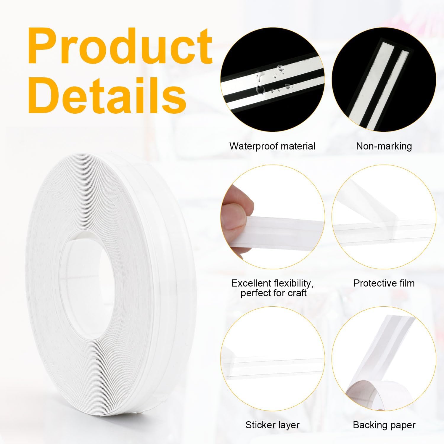 Pinstriping Tape with 1 Sticker, Auto Pinstripe Tape - PVC Car Pin Stripe Vinyl Emblems Trim Decal Stickers for DIY Musical Instrument Motorcycle Auto (White)