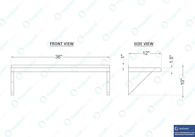 AmGood 36" Long X 12" Deep Stainless Steel Wall Shelf | NSF Certified | - Image 5