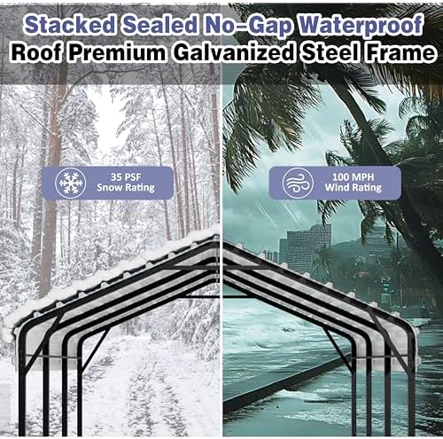 jy qaqa 12 x 15 ft metal carport showing dimensions