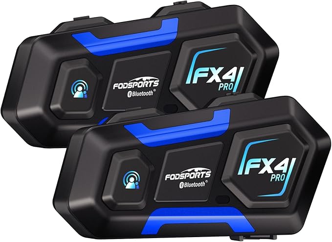 Fodsports Motorcycle Bluetooth Intercom FX4 Pro 1200m Helmet Intercom, 4 Riders by FODSPORTS