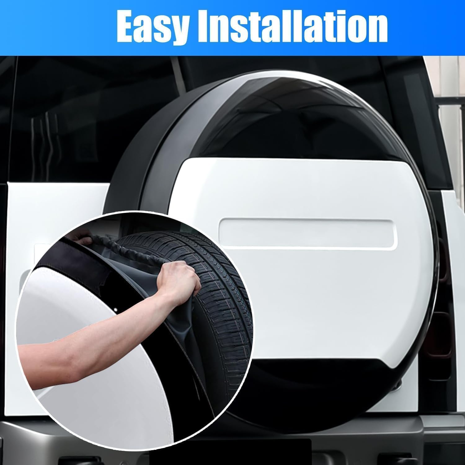 Spare Tire Cover Compatible with 2020-2026 Land Rover Defender 90 110 130 | Spare Tyre Wheel Protector ABS Plastic Fuji White Glossy Black Exterior Accessories