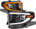 Switchback Sequential LED Strip Tube Bar Black Housing Projector Headlights Amber Reflector nb Compatible With 14-21 Toyota Tundra With Level Adjuster
