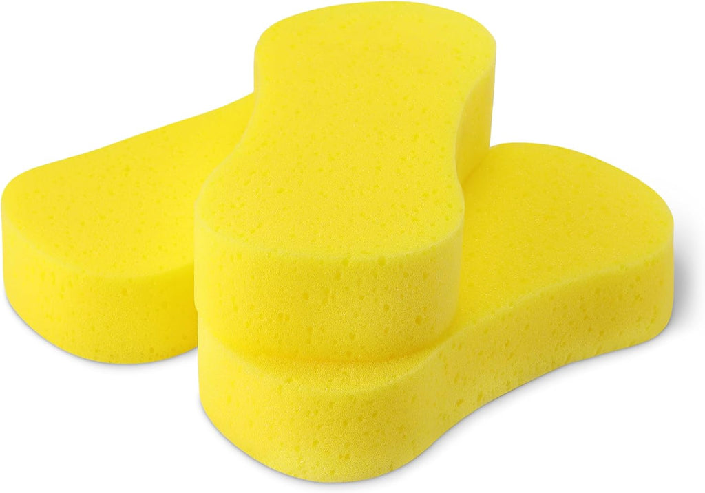 Amazon Basics Jumbo Sponges for Car Cleaning, Bodywork & Windows, Large, Yellow, Pack of 3