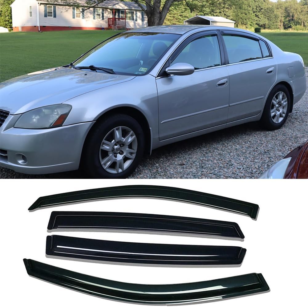 Side Window Wind Deflector fit for 2002-2006 Nissan Altima Sedan, Dark Somke