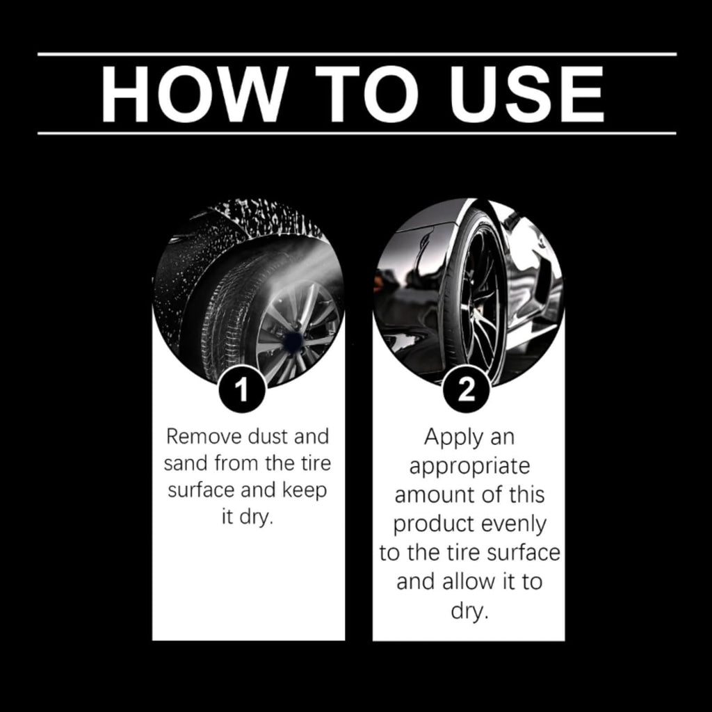 Tire Shine Cream for Deep Black Gloss, UV Blocking Wheel Coating (2pcs) | Long-lasting tire dressing restores rich black finish. Ceramic-infused formula repels dust