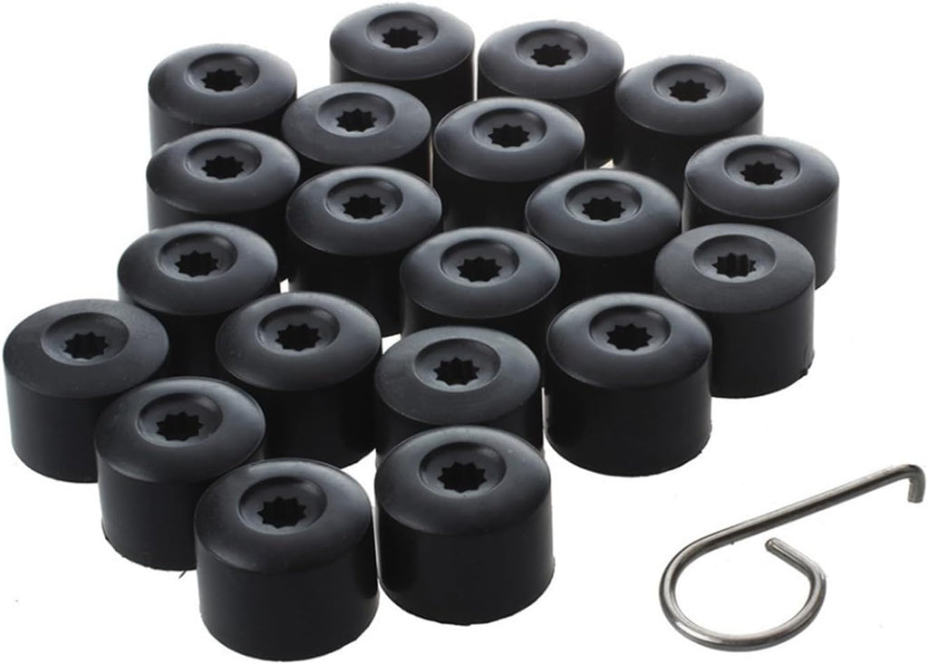 20PCS Car Wheel Lug Nut Covers, 17mm Tire Bolt Caps Compatible with VW, Jetta, Beetle, Passat, GTI, CC, Black Lug Nut Cap with Removal Tool