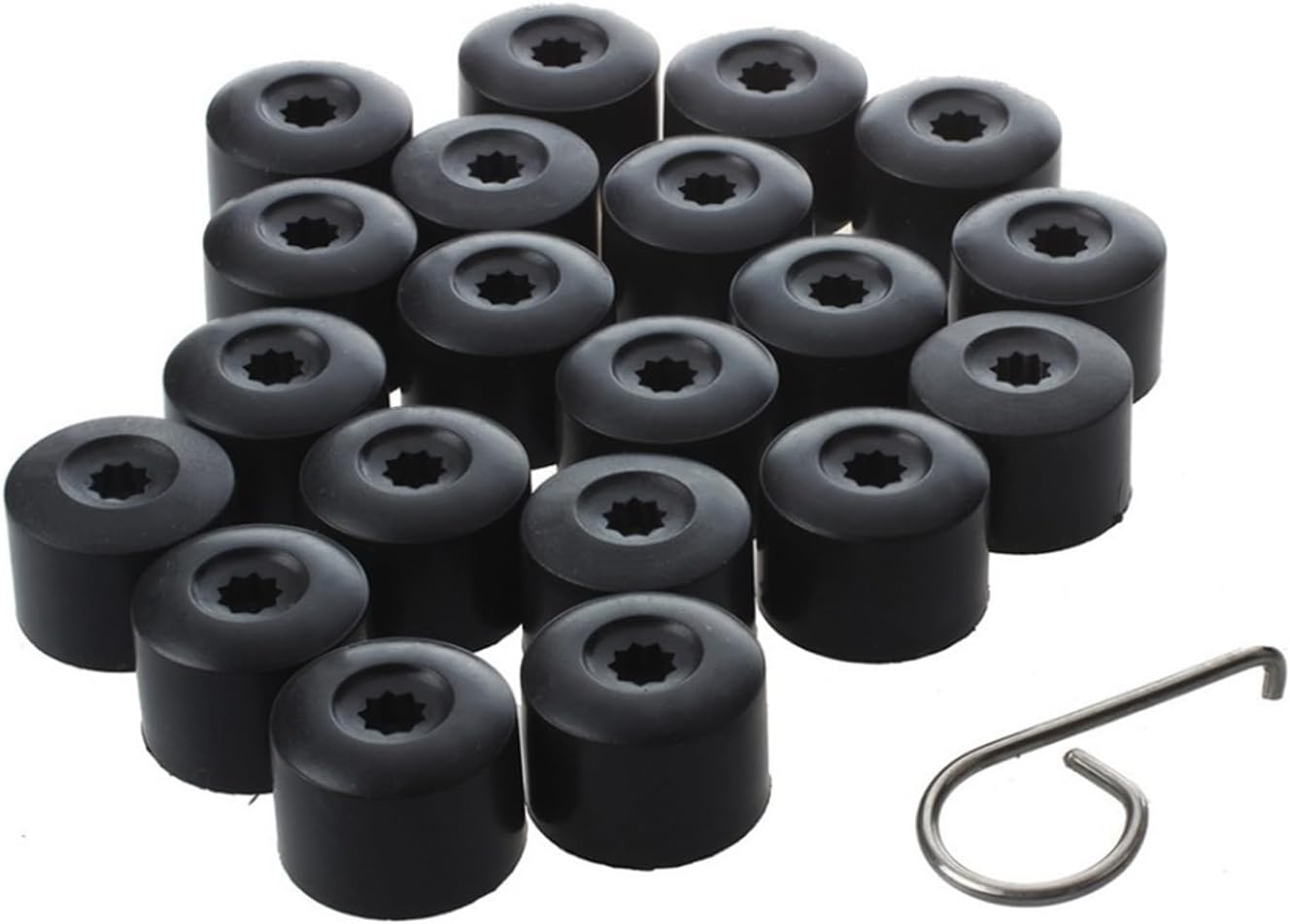 20PCS Car Wheel Lug Nut Covers, 17mm Tire Bolt Caps Compatible with VW, Jetta, Beetle, Passat, GTI, CC, Black Lug Nut Cap with Removal Tool