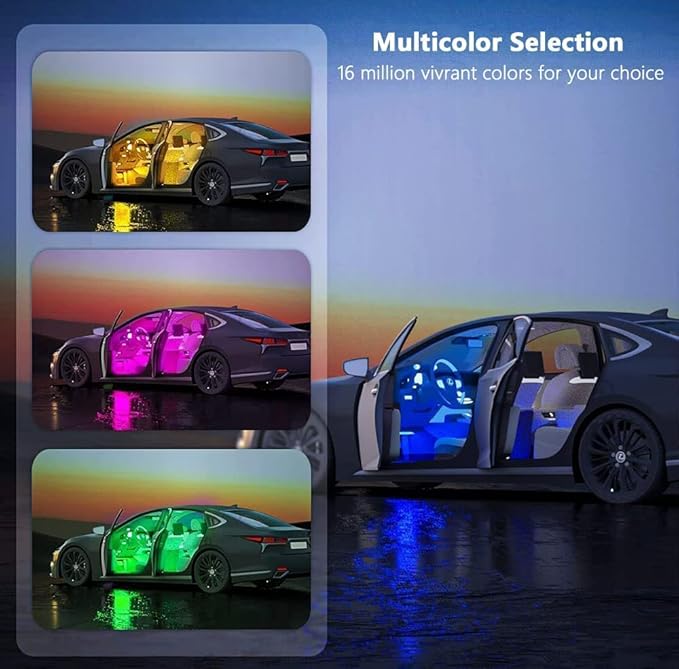 Car LED Strip Light, EJ's SUPER CAR 4pcs 36 LED Multi-Color Car Interior Lights - Image 2