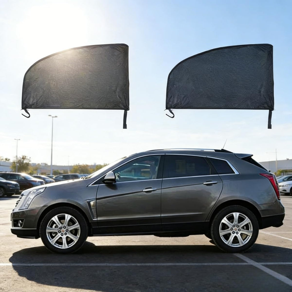4 Pcs Universal Car Window Screens for SUV, Front & Rear Breathable Mesh Covers, Anti-Mosquito UV Protection Sun Shades for Camping, Fits Most SUV