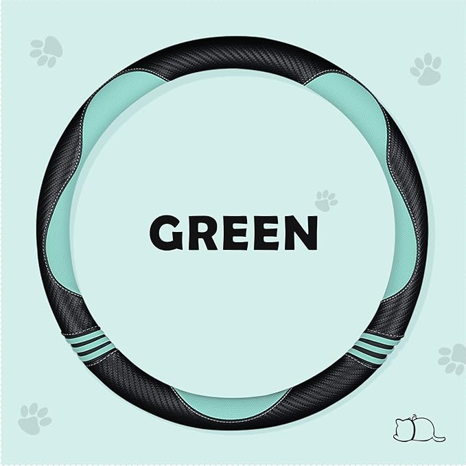 Car Steering Wheel Covers for Women Girl Padded Carbon Fiber PU Leather Cute - Image 3