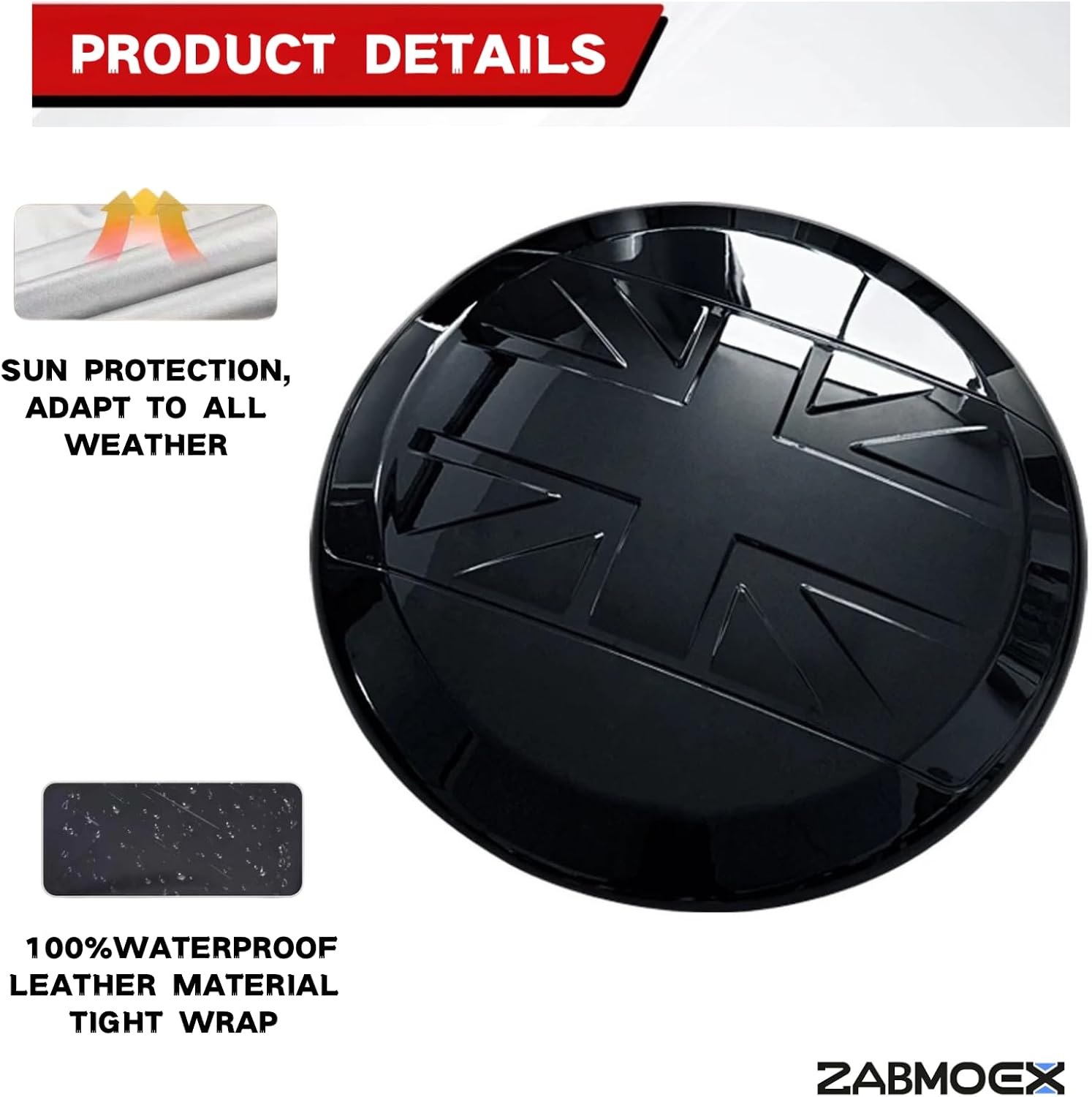 Spare Tire Wheel Cover Fits for Land Rover Defender 90 110 130 2020 2021 2022 2023 2024 2025 ABS+PU Glossy Black Letters Protective Cover