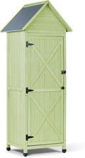 wooden outdoor storage cabinet,tall vertical garden tool shed, main product view