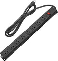 Metal 8 Outlet Mountable Power Strip, Wall Mount Outlet Heavy Duty, Wide Spaced by HHSOET