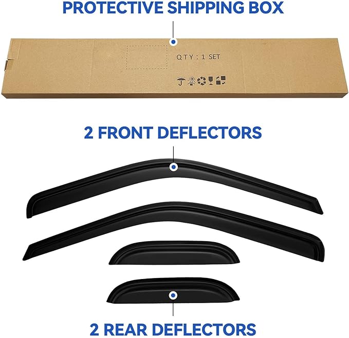 Window Visors Rain Guards for 1999-2016 Ford F250 F350 F450 Super Duty SuperCab - Image 6