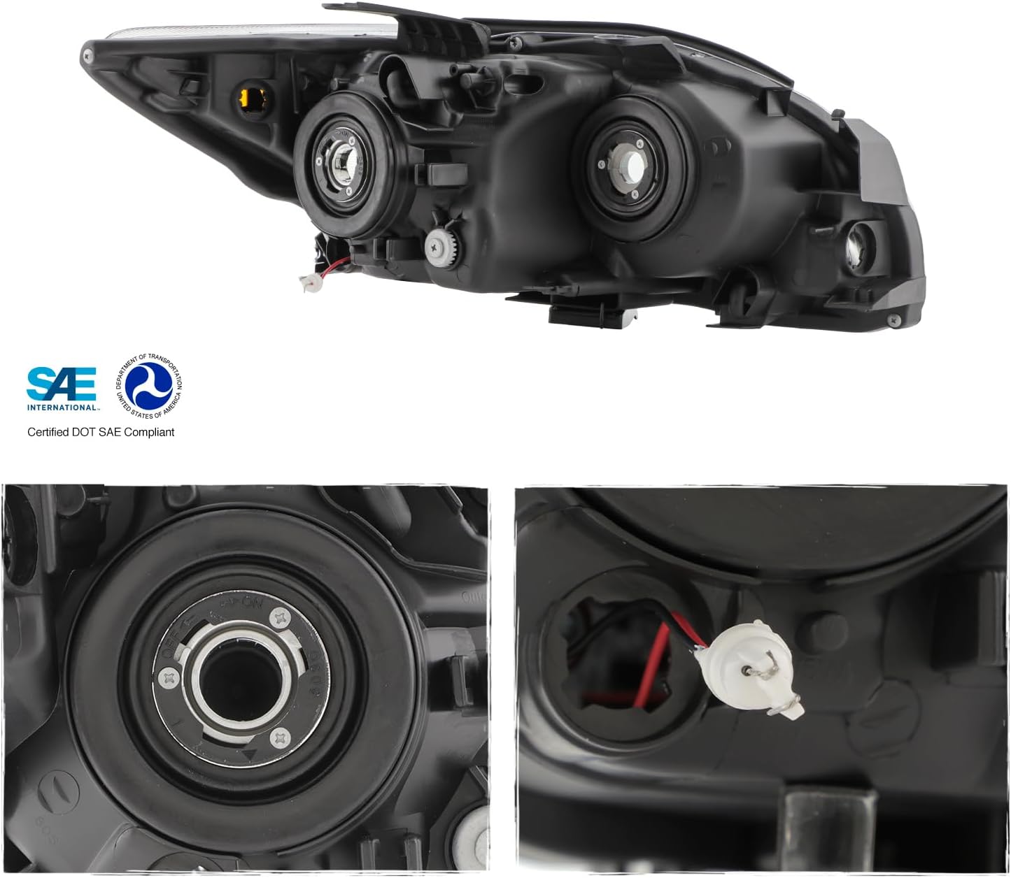 AKKON - Fits 2005-2007 Scion tC Chrome Headlights Pair Driver+Passenger w/LED DRL Running Tube Bar Replacement