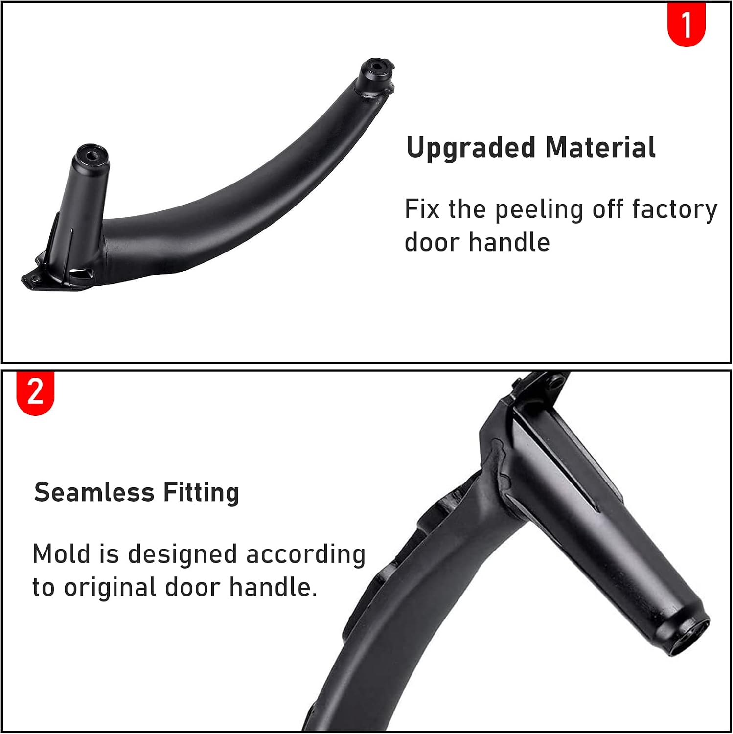 Jaronx for BMW X5 E70/X6 E71 Door Handle Replacement,Inner Door Pull Handle | Passenger Side Right Front/Right Rear (Fits:BMW X5 2008-2013 and X6 2008-2014) (Leather Cover NOT Inculded)