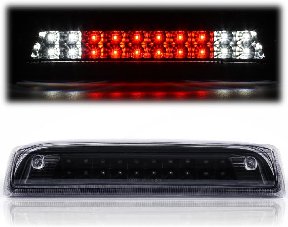 LQI LED 3rd Rear Brake Light Cargo Lamp Compatible with Chevy Silverado/GMC Sierra 1500 2500HD 3500HD 2014-2018 High Mount Stop Light Lamp, Black Housing Clear Lens