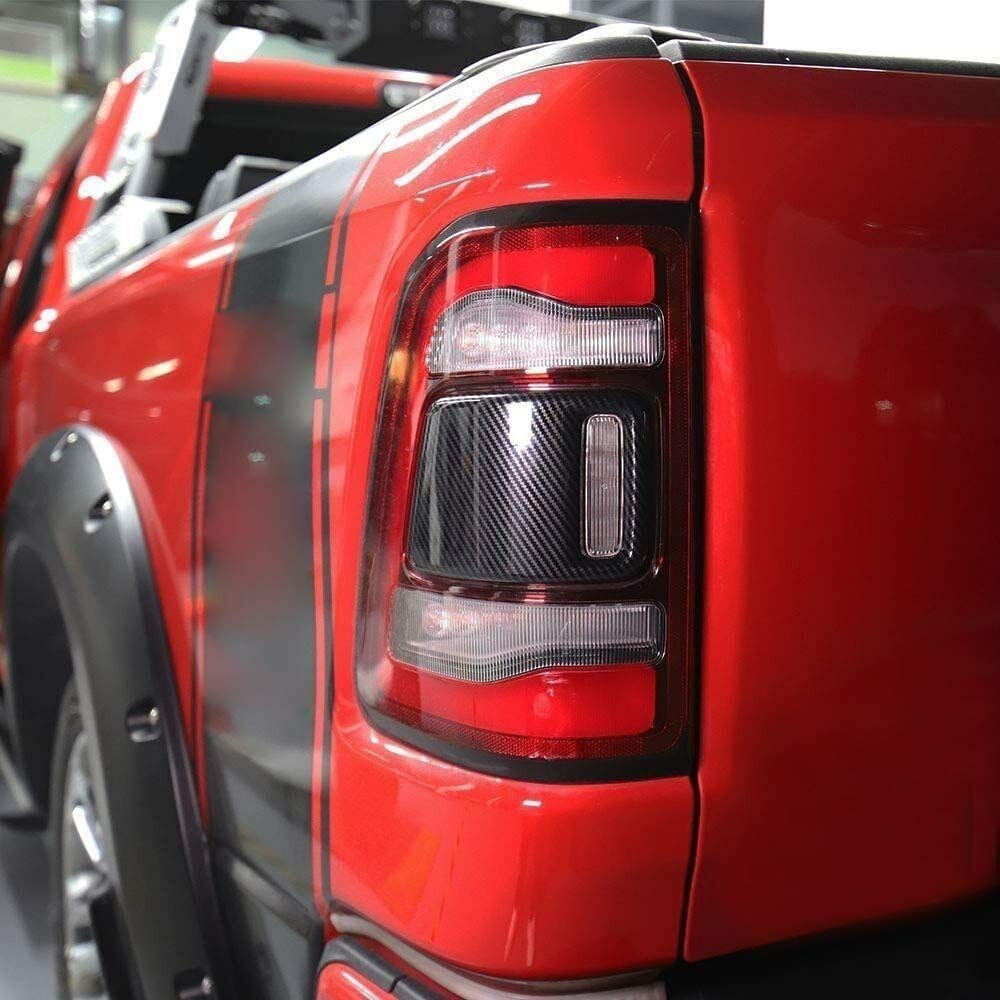 Carbon Fiber ABS Rear Tail Light Cover Trim for Ram 1500 2019-2021