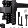 Adjustable 2" Trailer Hitch 6" Drop/Rise Dual-Ball 20,000 LBS GTW Locks