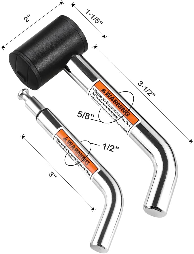 CZC AUTO Hitch Receiver Pin Lock, Right Angle 1/2" and 5/8" Dual Pins for Class I II III IV 1-1/4" 2" and 2-1/2" Receiver, Compatible with Bike Rack Tray Ball Tow Rope for Trailer Truck Car Boat