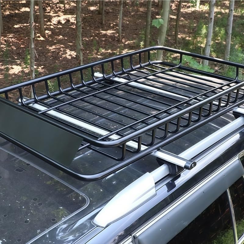 Car Roof Basket Roof Rack Cargo Basket Set Car Top Luggage Holder Car Luggage Carrier Universal Black Steel Top Cargo Carrier Rooftop Cargo Carrier Luggage Rack