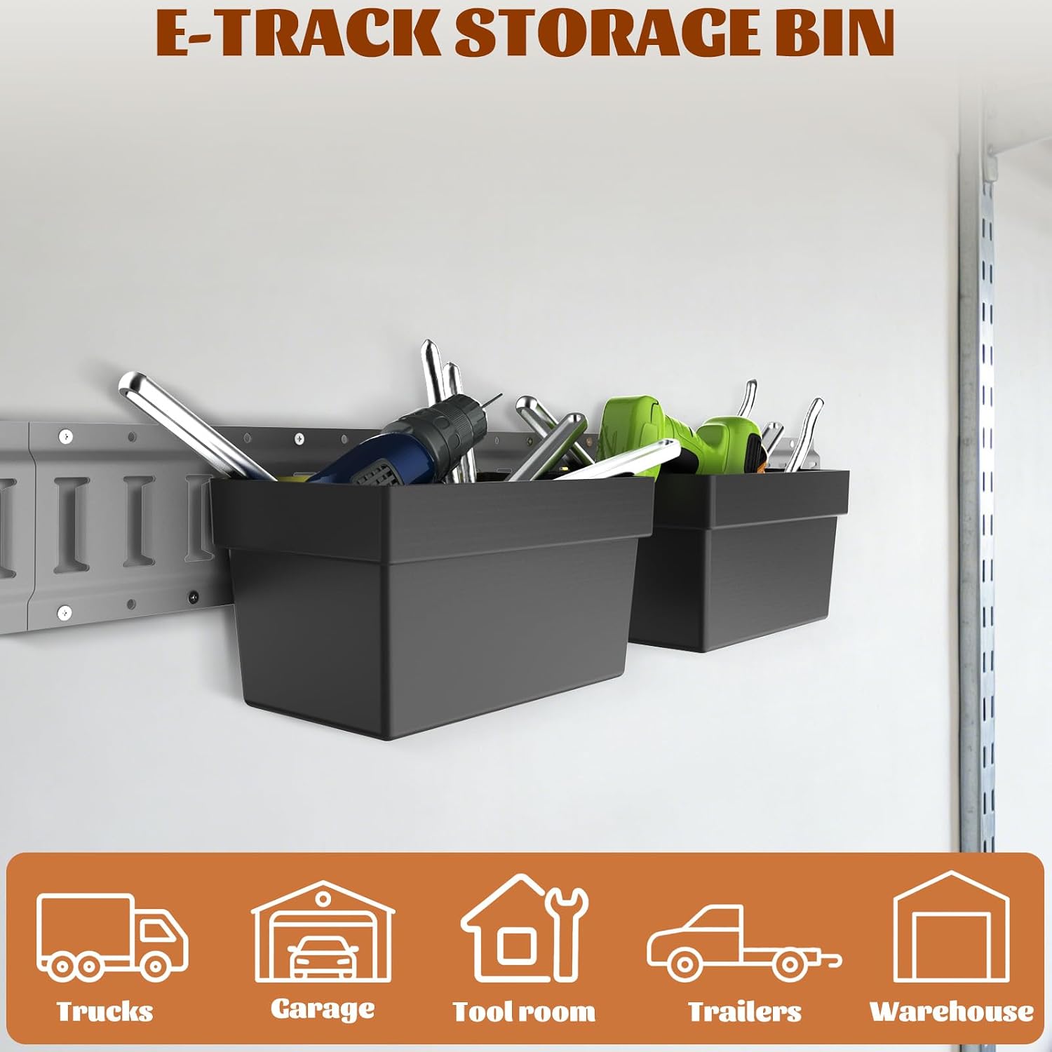 2 Pack E-Track Storage Bin for E-Track System, E Track Accessories Storage Box for Trucks, Easily Organizer Bin for Enclosed Trailer