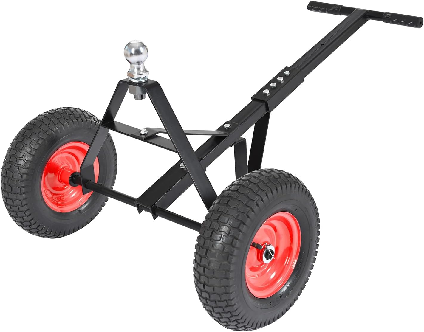 600 LB Load Capacity Trailer Dolly, Heavy Duty 2-Wheel Hand Trailer Mover with 2” Hitch Ball, Dual 13” Pneumatic Tires for RV, Boat & Utility Trailers