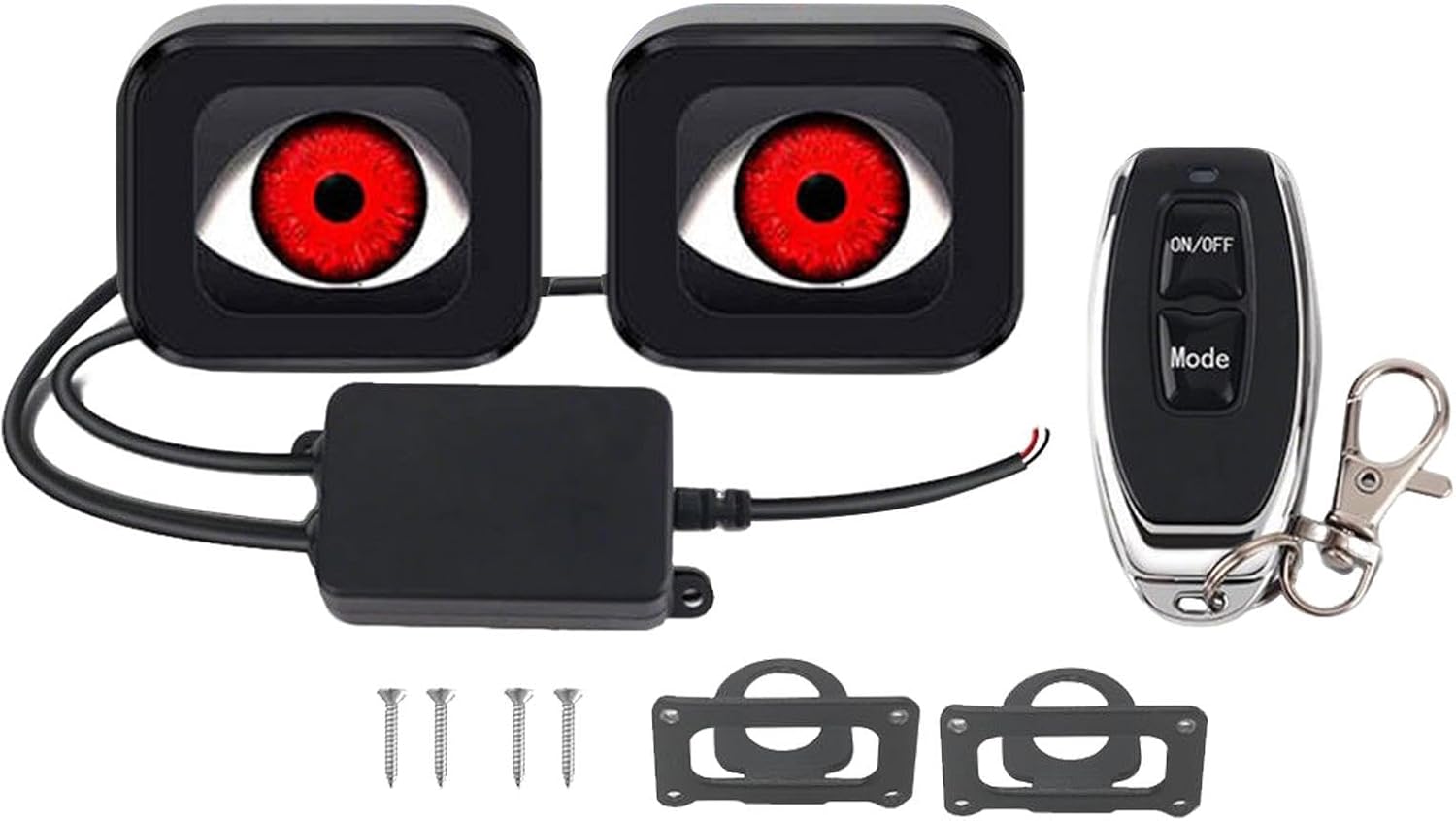 Motorcycle LED Eyes - 5cm, Evil Eyes Lamp, 12-36V Animated Waterproof Remote Control | Remote Control Dynamic Patterns, Special Effect Eagle Eye Blinking Lights | Multi-Mode Custom Glow,