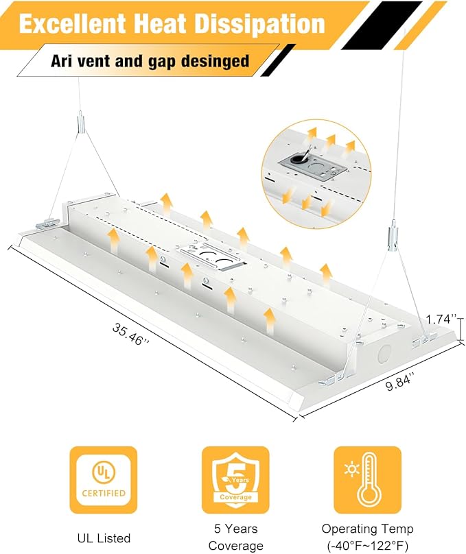 300W LED Linear High Bay Light, 45000LM Shop Light Commercial 120-277V - Image 5