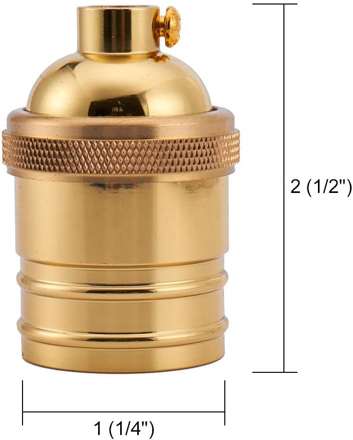 6 Pack Screw Thread Keyless Brass Light Socket - Polished Solid Brass Finish ...