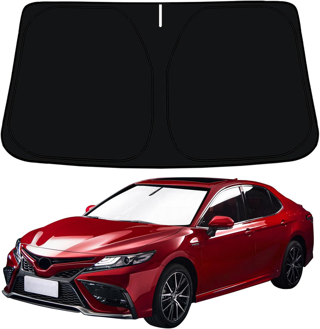 CC&TT Windshield Sun Shade Compatible with Toyo-ta Camry 2012-2017,Camry Sun Visors Sun Shade,Toyo-ta Camry Accessories (LE XLE Hybrid SE XSE) Foldable Front Window Shade Protector Blocks UV Rays
