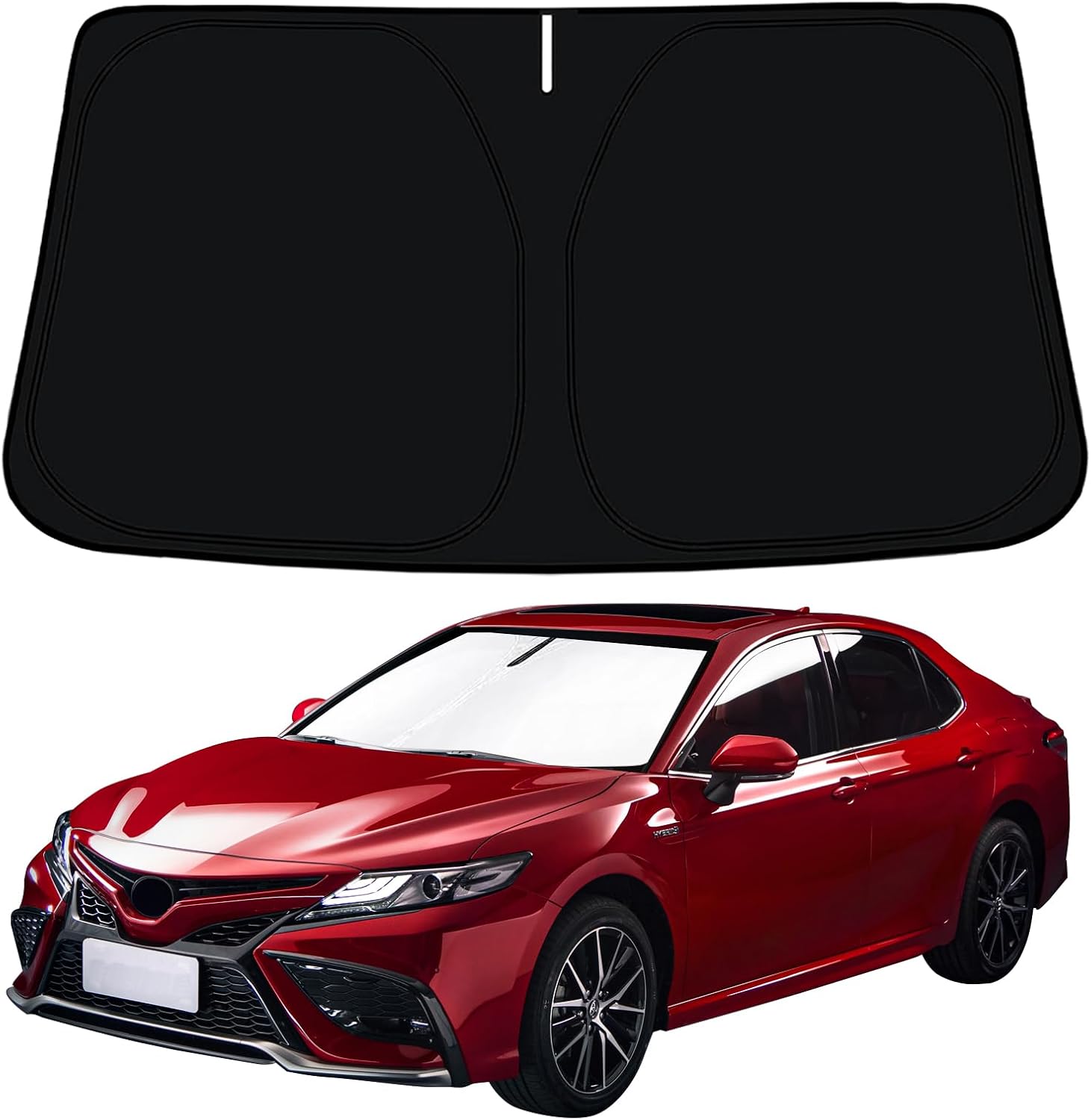 CC&TT Windshield Sun Shade Compatible with Toyo-ta Camry 2012-2017,Camry Sun Visors Sun Shade,Toyo-ta Camry Accessories (LE XLE Hybrid SE XSE) Foldable Front Window Shade Protector Blocks UV Rays