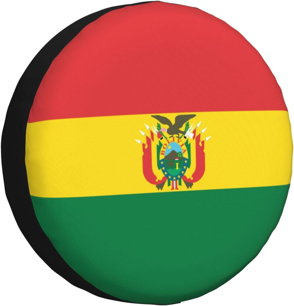 Flag of Bolivia Print Universal Spare Tire Cover for RV, Jeep | Wheel Protector Fits Rv, Trailer, Jeep, Shield Tires From Sun, Dirt And Rain For Outdoor Storage