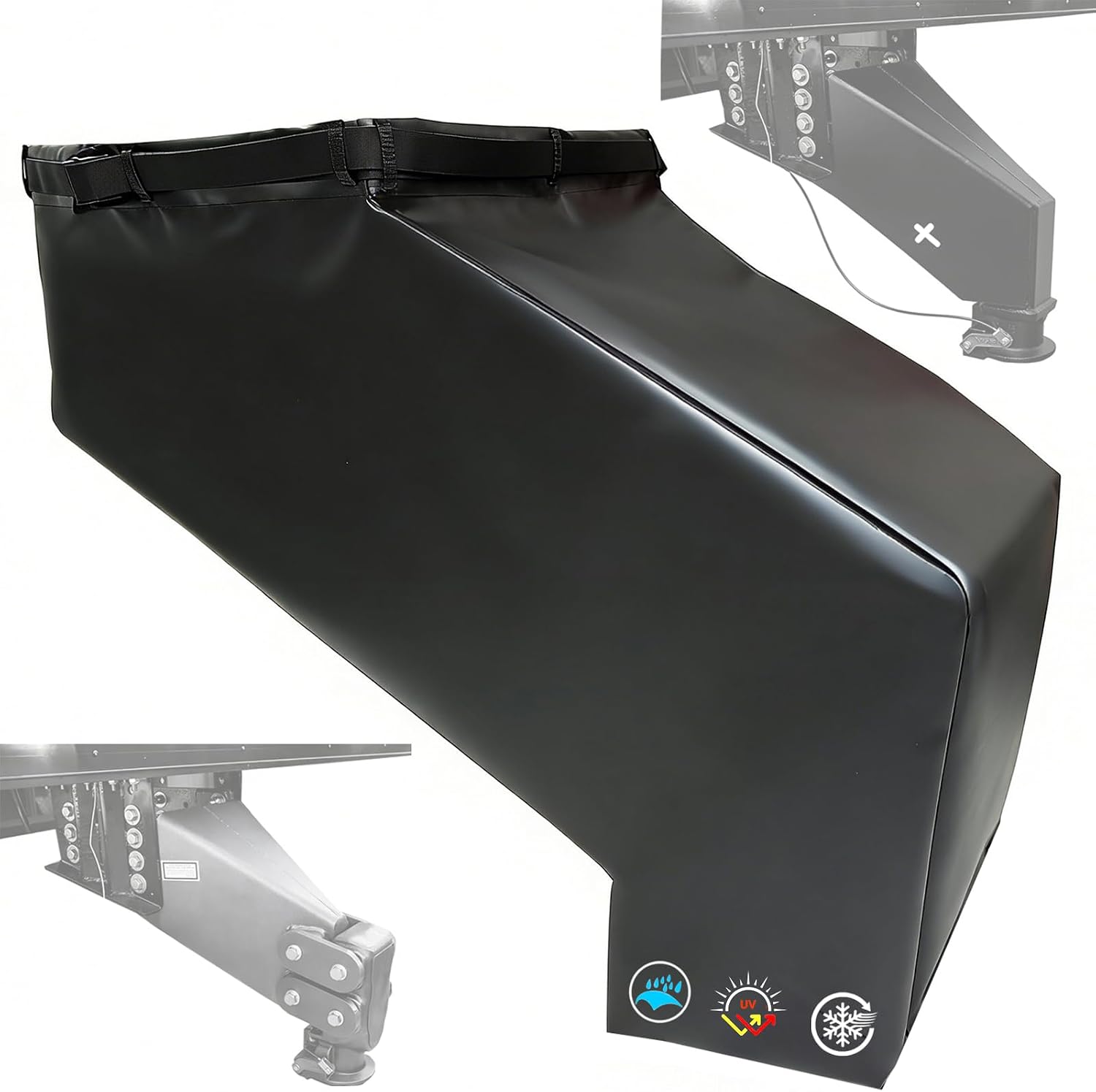 5th Wheel to Gooseneck Hitch Cover, Heavy Duty Black Matte Scrim Fabric | Compatible with GEN-Y Fifth Wheel Gooseneck Hitches, Lippert 1621/1116/1716 & Rhino Box Models