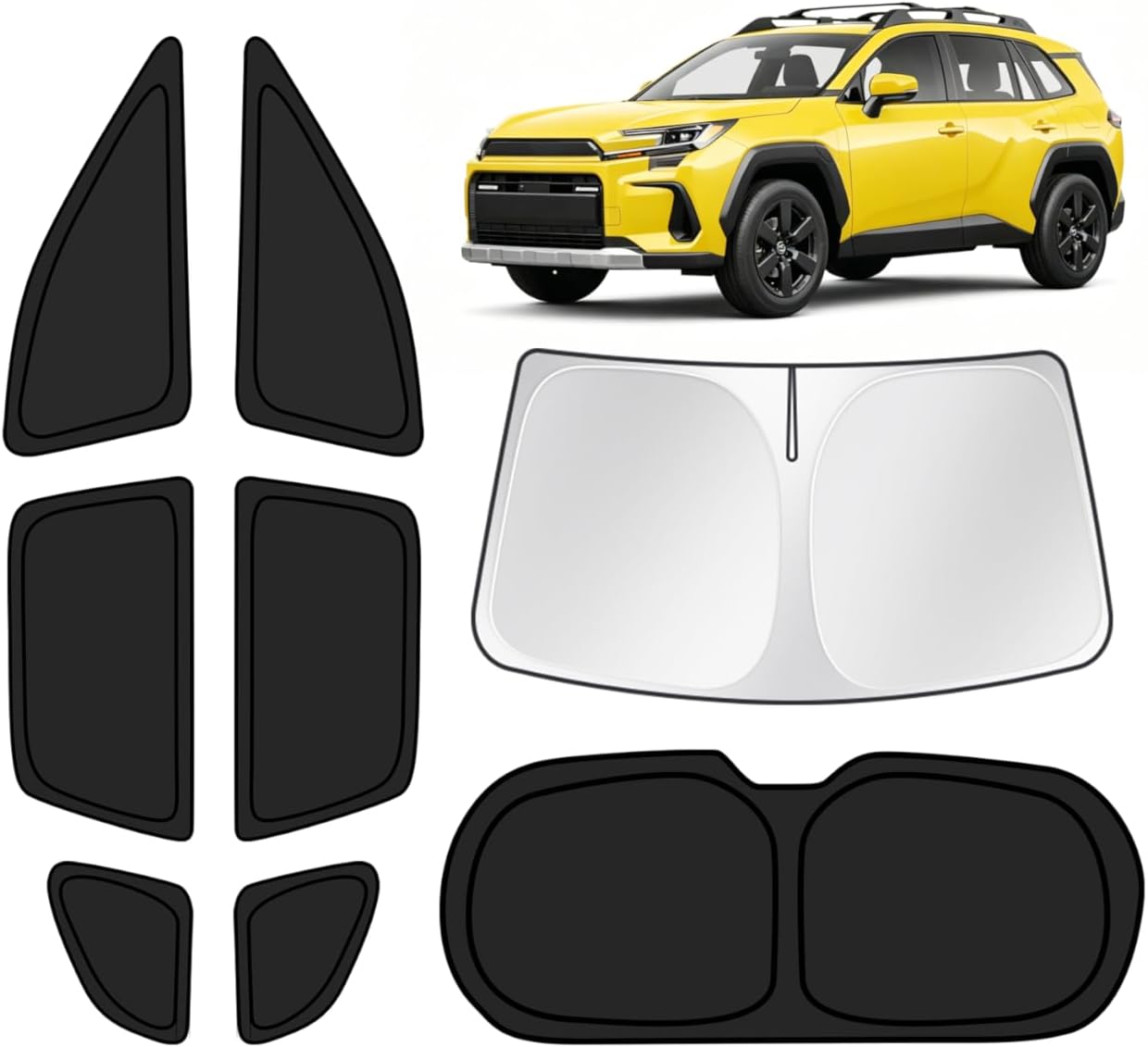 KUST Car Window Shades for Toyota RAV4 2026 Windshield Sun Shade Side Window Cover UV Block Privacy Protection Accessories for Camping Blackout Rear Back Full Set 8PCS