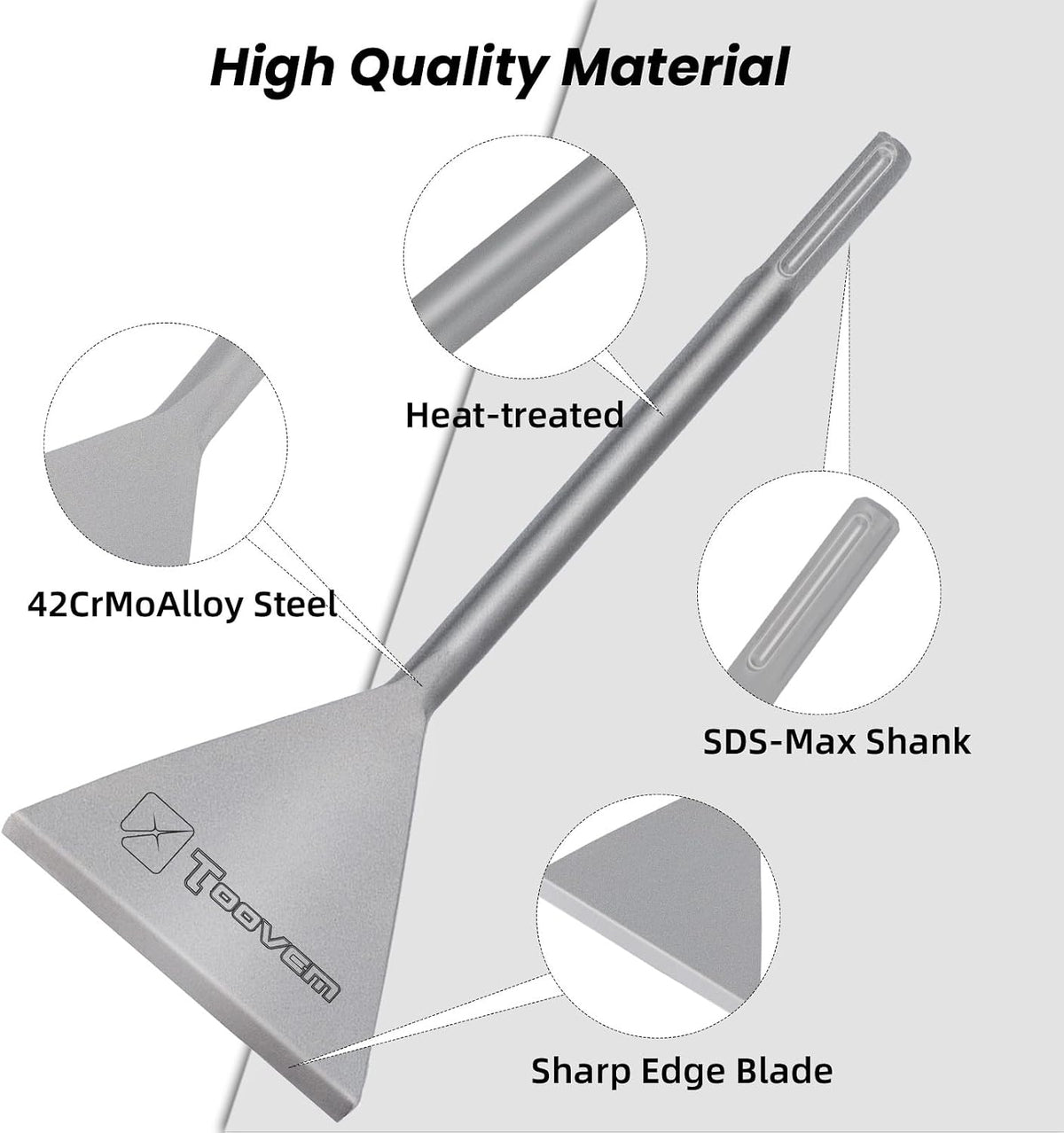 toovem 6 inch wide sds max chisel for, side view