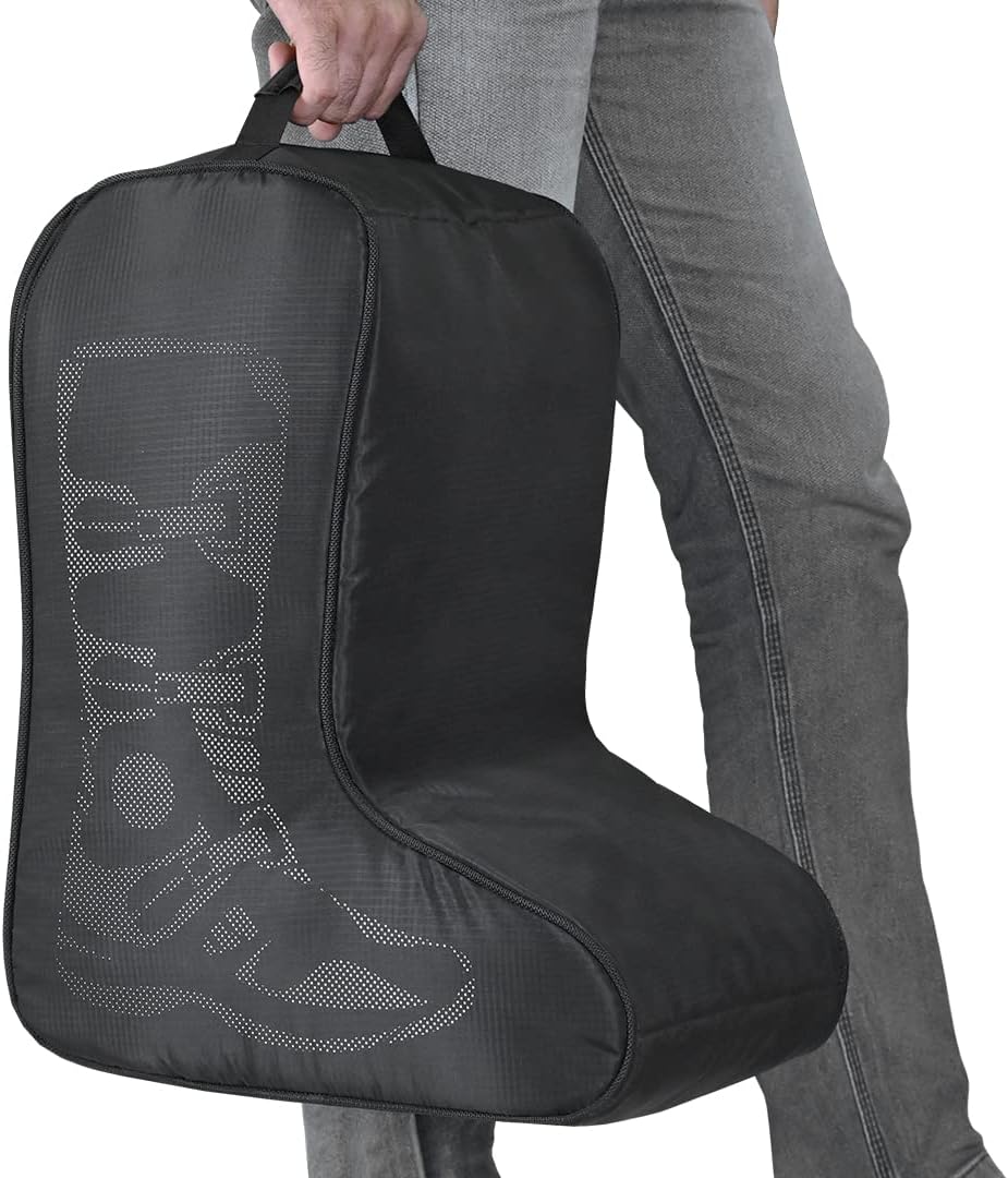ViaTerra Boot Bag/Shoe Travel Bag for Motorcycle Riding Boots | Available in 2 Sizes | Compatible for Motocross Knee high Boots (Large)