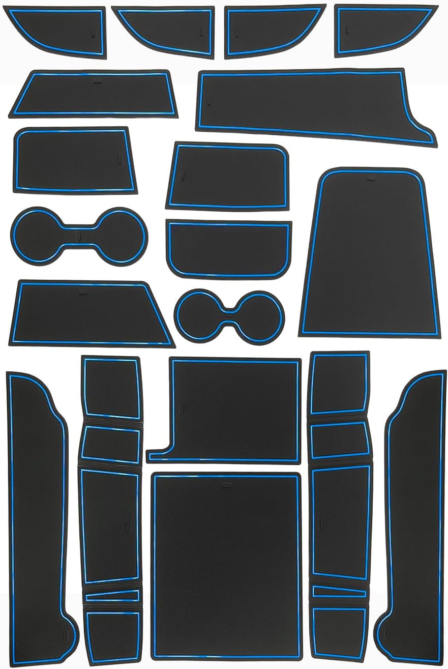 BestEvMod Compatible with Mach E Accessories 2021-2026 PVC Interior Anti Dust Cup Holder Inserts Center Console Liner Mats 18-pcs Set (V3 Blue)