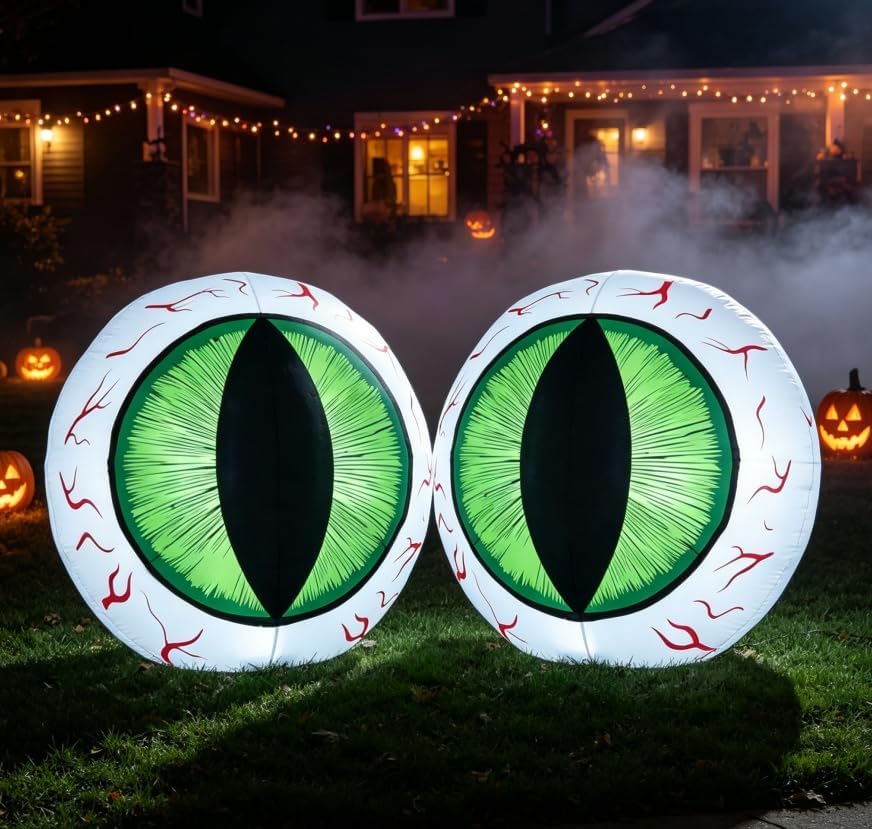 MUMTOP 4FT Halloween Outdoor Inflatable Eyeball Yard Decor with LED Lights