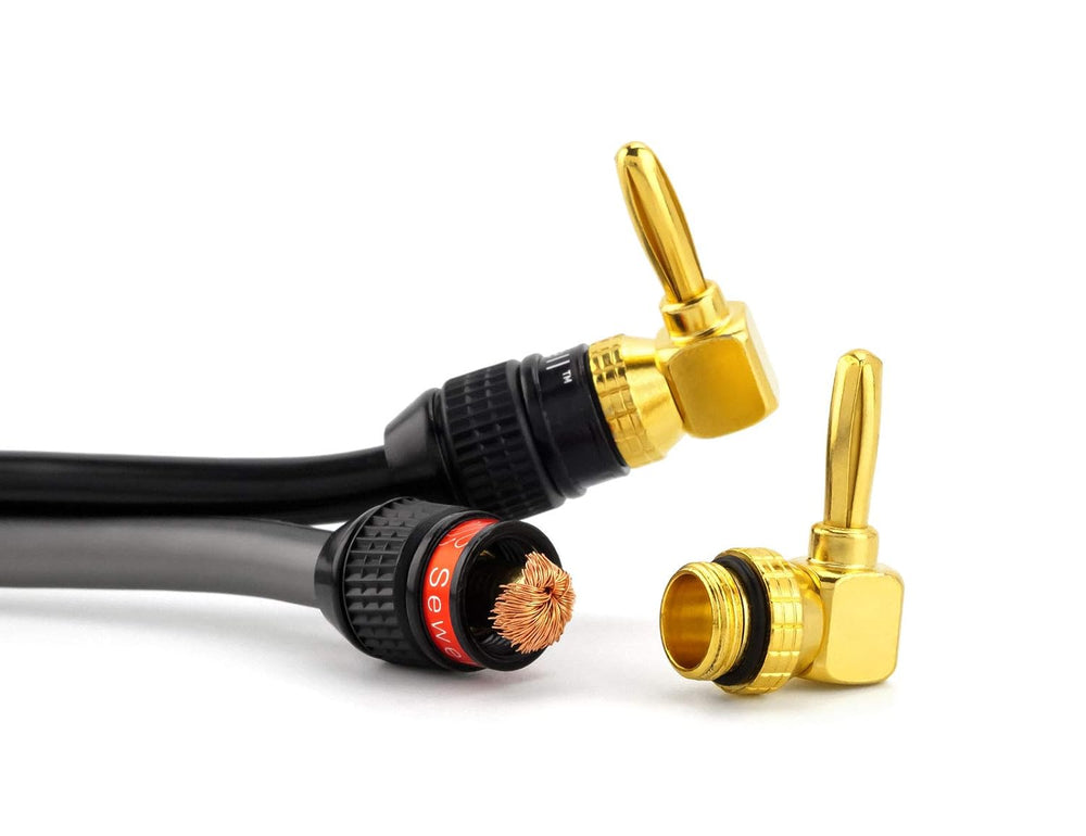Sewell Deadbolt Right-Angle Banana Plugs, 6 Pairs Quick Connect Gold Plated S...