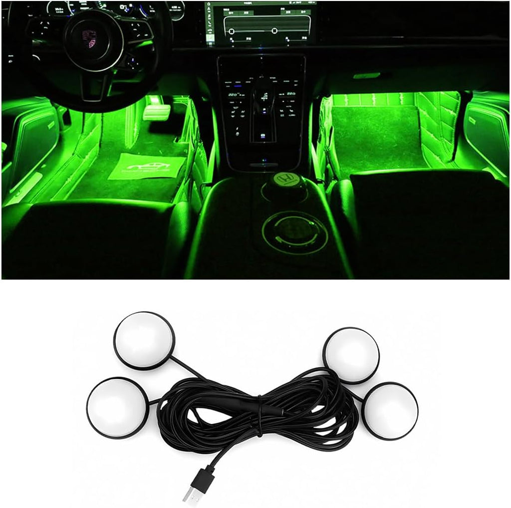 BESULEN Car Interior LED Lights, Automotive Ambient Neon Light Kit with USB Port, Car Accessories, Gifts for Men and Women, 4 in 1 Decoration Lights for Car, Garden, Home, Party（Green）