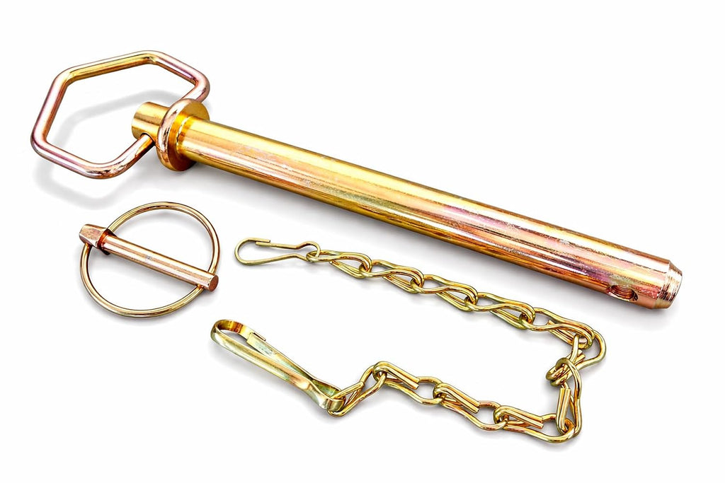 Tech Team #00852 Hitch Pin with Chain and Linchpin, 5/8” Dia x 6” Long, for Secure Mounting of Hitches and Axles, Heavy Duty Steel, Includes Hitch Pin, Chain, and Linchpin