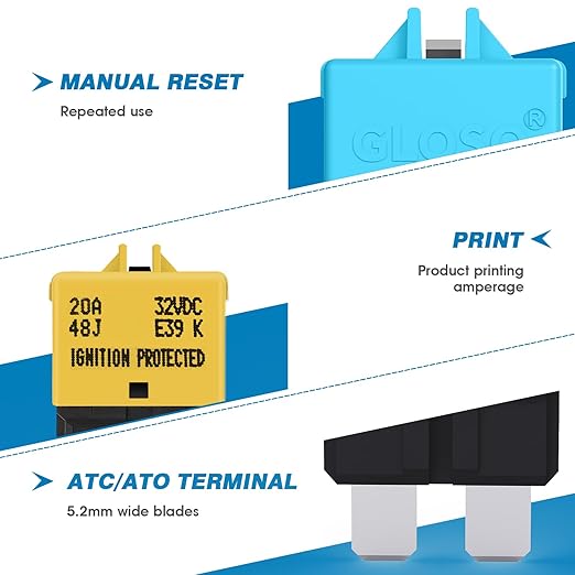 GLOSO Circuit Breaker Fuse E39 Manual Reset - Image 4