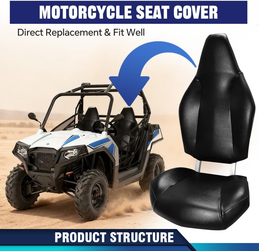 PIT66 Vinyl Seat Covers Set Fit Polaris RZR 570 800 900 & ACE 2012-2018 | Durable Seat Covers Kit Fit Polaris RZR 570 2012-2018/ RZR 800 2008-2014/ RZR 900 2011-2014/ ACE 325 570 2014-2017, Full Set