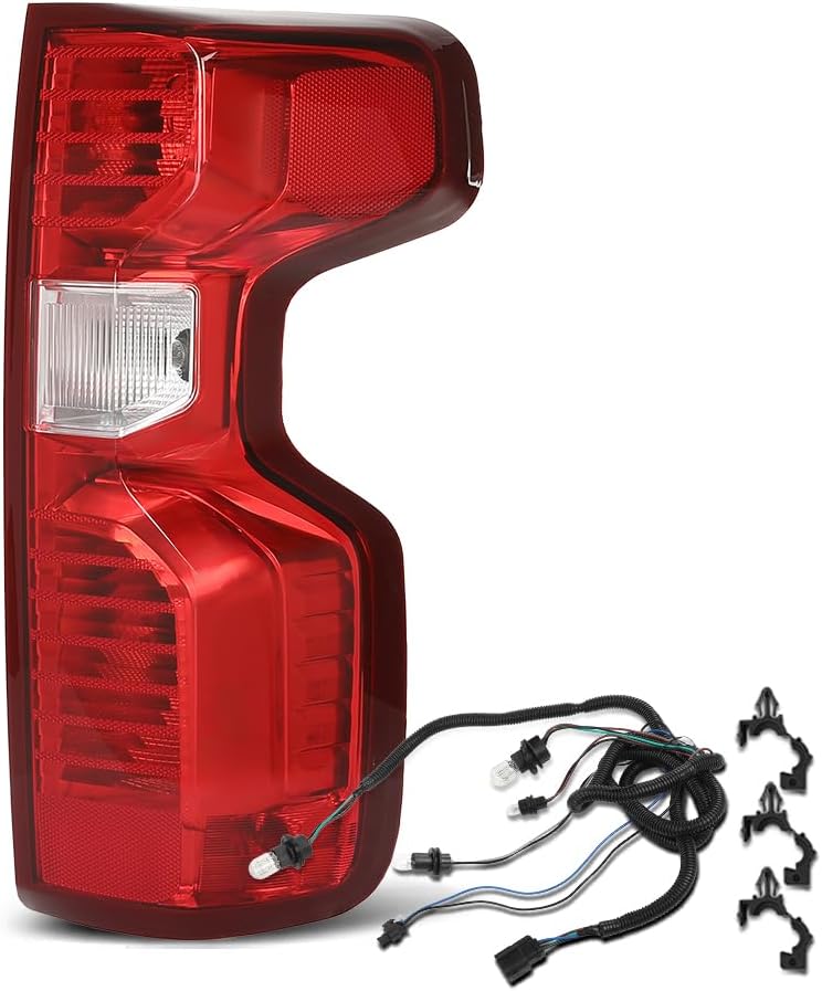 PIT66 Tail Lights Lamps Right Side Compatible with 2019-2023 Chevy Silverado 1500 2500 HD 3500 HD/Fit Halogen Type Model Only/Not Fit w/Factory Rear Light Lamp Assembly